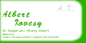 albert kovesy business card